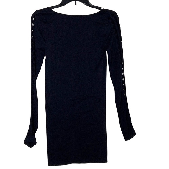 𝅺LONG sleeve black bodycon dress with composition. - Picture 3 of 6